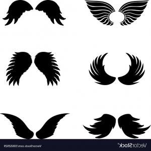 300x300 Black Silhouette Angel Wings Set Feathers Vector Soidergi