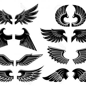 300x300 Photostock Vector Wings Heraldic Icons Birds And Angel Wings