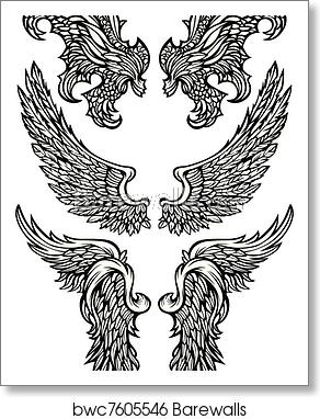 292x382 Angel Wings Demon Wings Vector, Art Print Barewalls Posters
