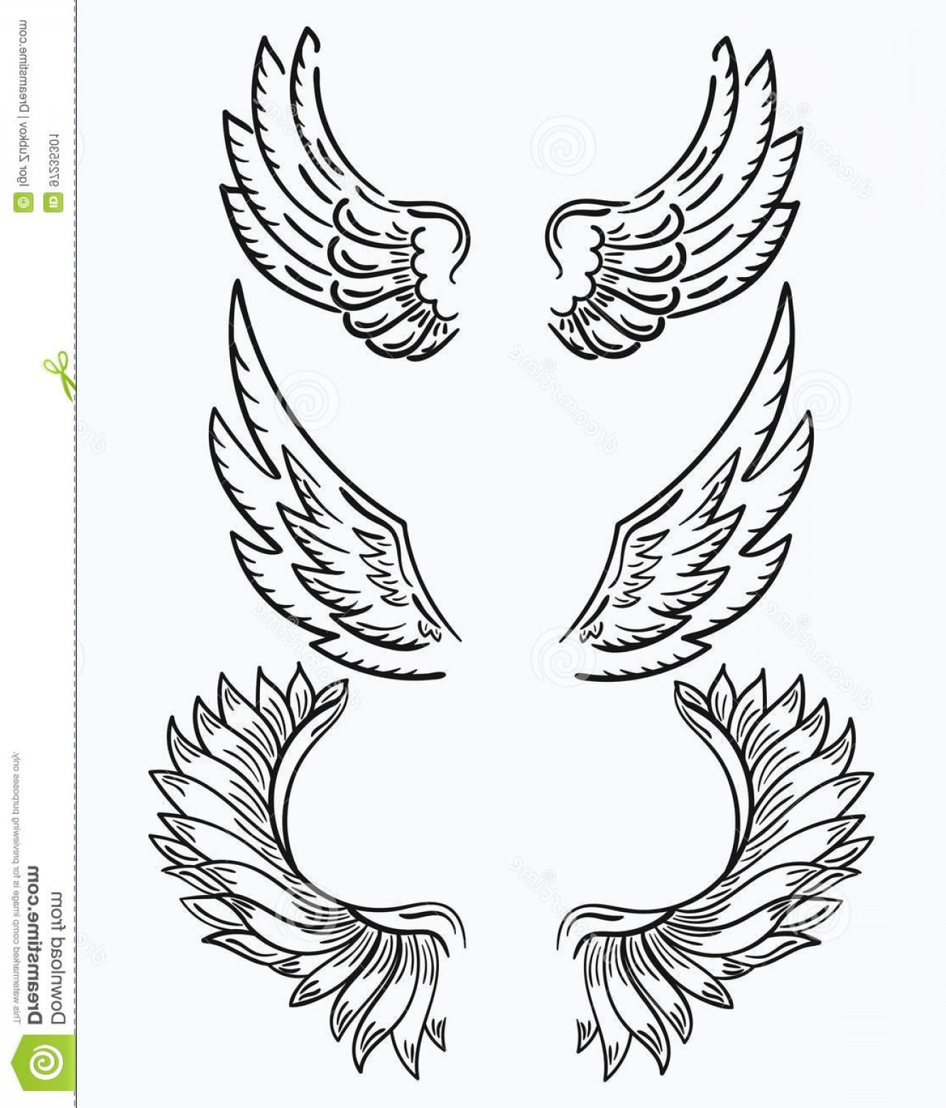 1332x1560 Stock Illustration Set Wings Collection Black White Wings Clipart