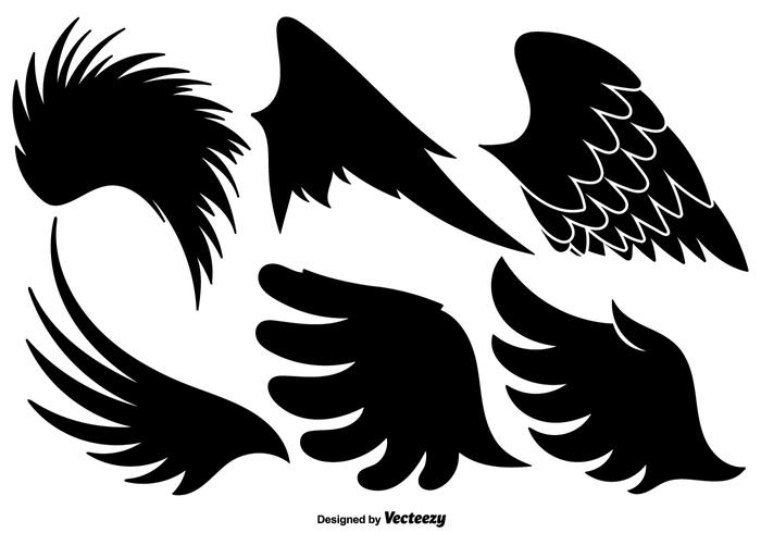 700x490 Vector Set Of Angel Wings Black Icons