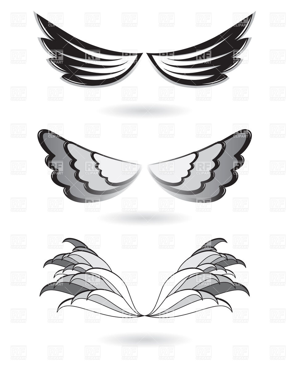927x1200 Angel's Wings Set Vector Image Of Silhouettes, Outlines Dvarg