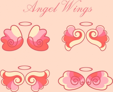 468x382 Angel Wings Icons Collection Pink Flat Sketch Vectors Stock