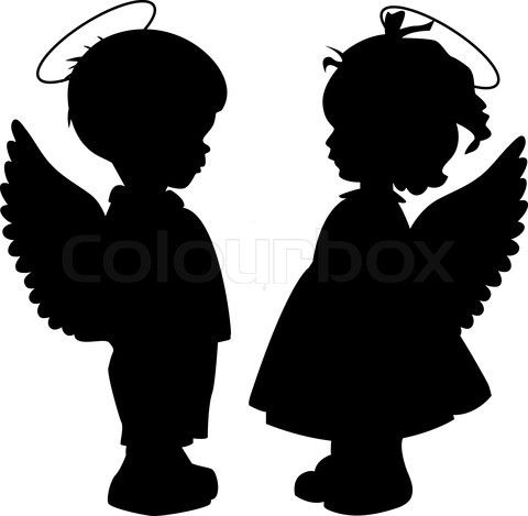 480x469 Baby Angel Silhouette Stock Vector Of 'angel Silhouettes Set