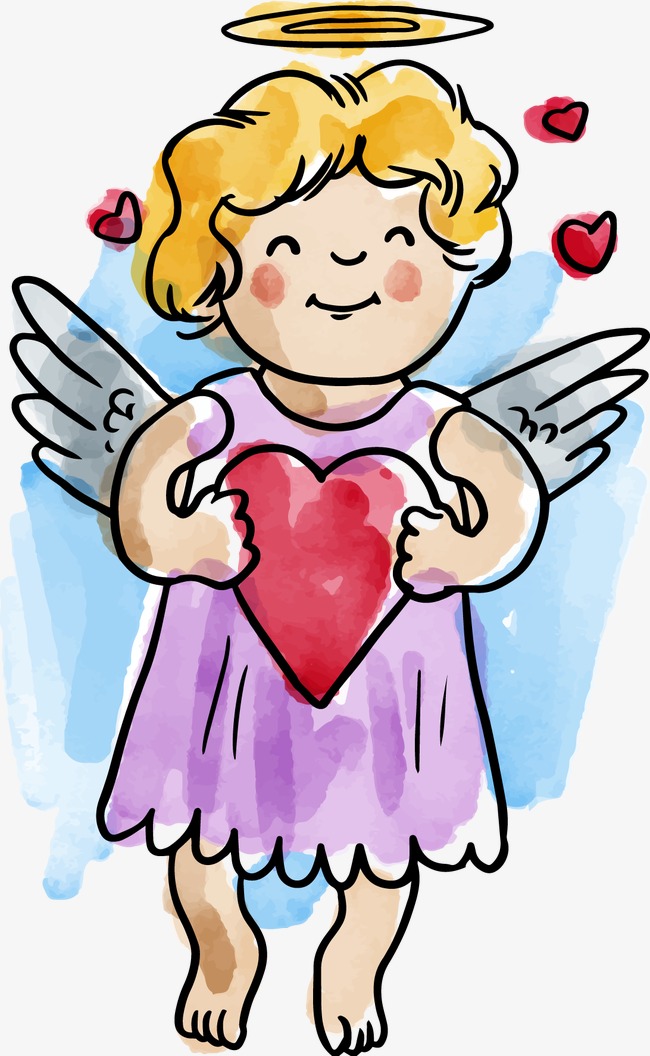 650x1056 Ink Little Angel Decoration Material, Angel Vector, Decoration