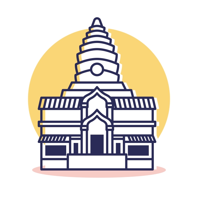 640x640 Travel And Destination Angkor Wat With Outline Style, Travel