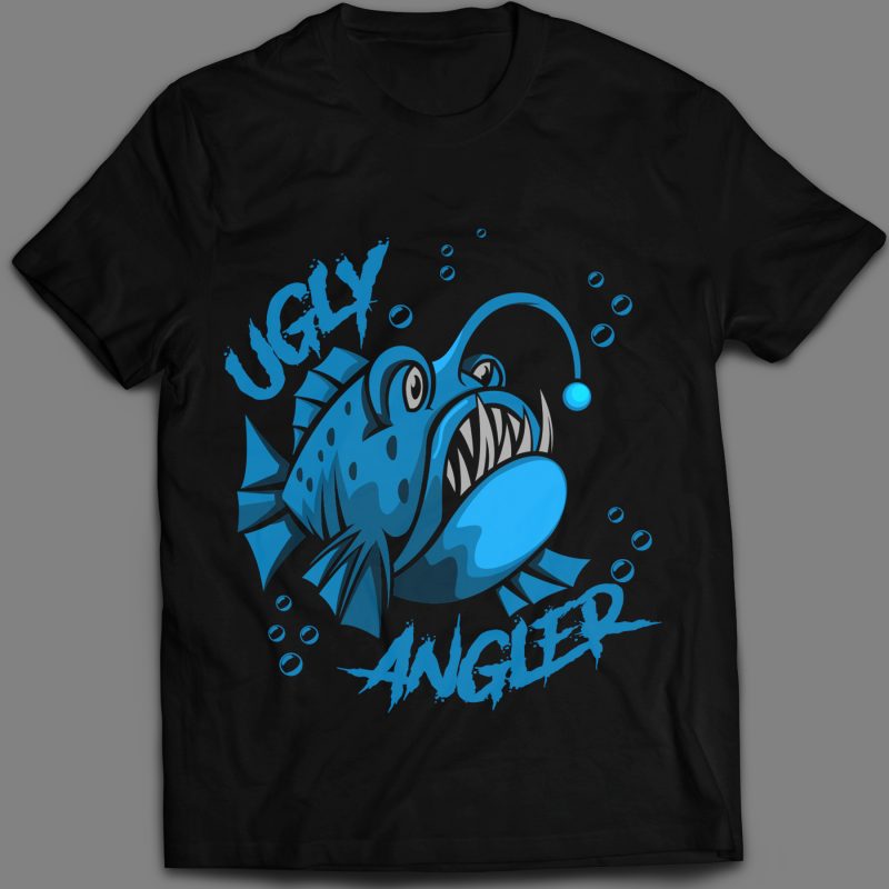 800x800 Angler Fish Ugly T Shirt Design Vector Illustration