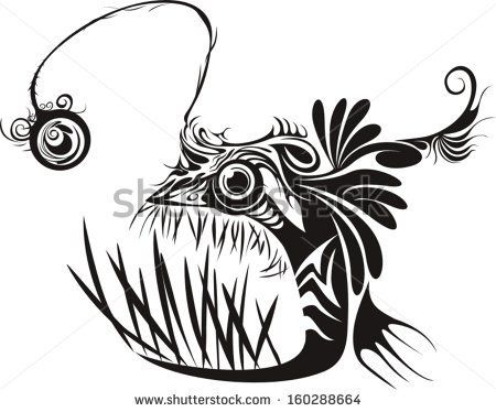 Anglerfish Abstract Toothy Fish Monster Tattoo Design Isolated 450x374 Anglerfish Abstract Toothy Fish Monster Tattoo Design Isolated