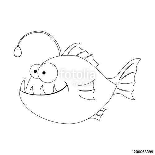 Colorless Funny Cartoon Anglerfish Cartoon Fish Vector Illust 500x500 Colorless Funny Cartoon Anglerfish Cartoon Fish Vector Illust
