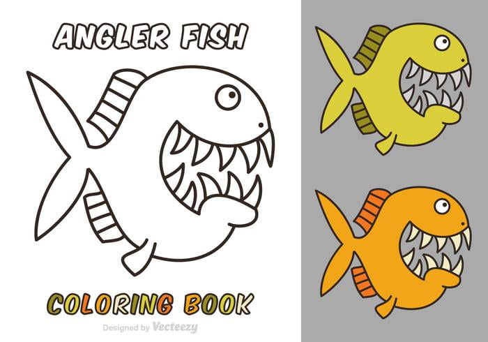 700x490 Free Cartoon Angler Fish Vector Coloring Book Free