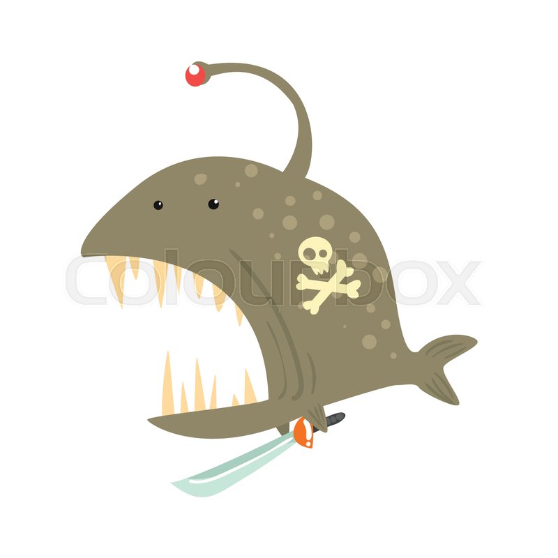 800x800 Funny Cartoon Angler Fish With Pirate Stock Vector Colourbox