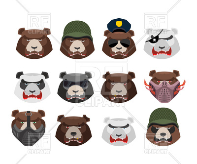 400x332 Angry Bear Head Set Vector Image Of Plants And Animals