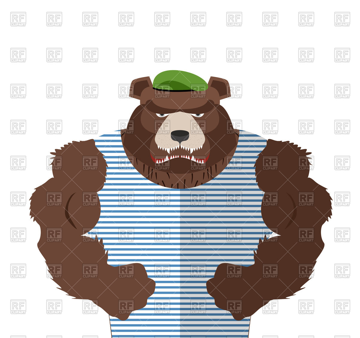 1200x1128 Angry Bear In Striped Vest Russian Bear Defender Vector Image
