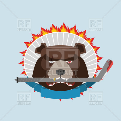 400x400 Hockey Emblem Angry Bear Vector Image Of Sport And Leisure