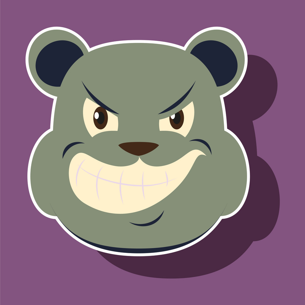 1000x1000 Paper Sticker On Theme Evil Animal Angry Bear Vector