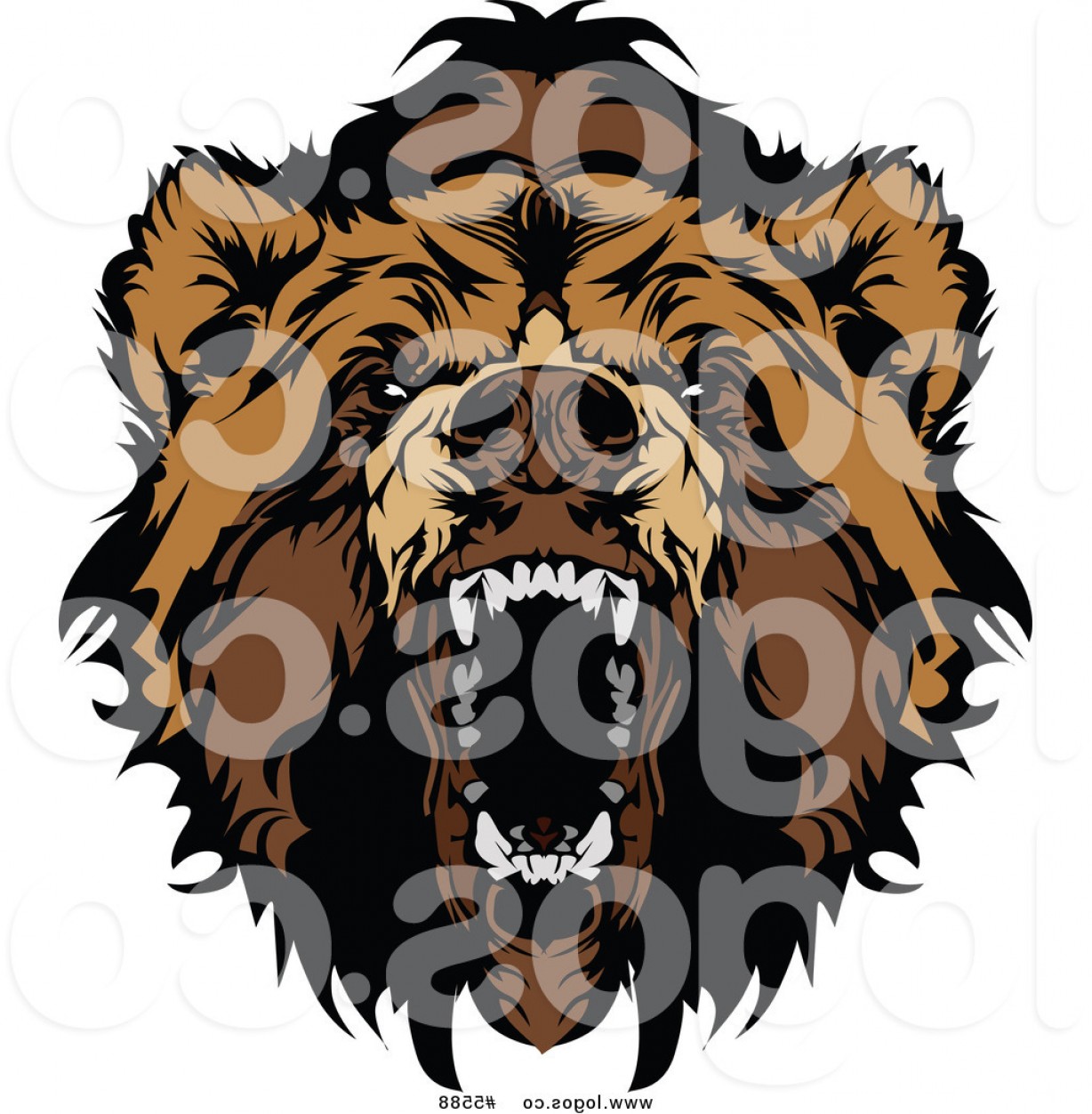 1228x1252 Royalty Free Vector Of A Logo Of A Roaring Angry Bear Face