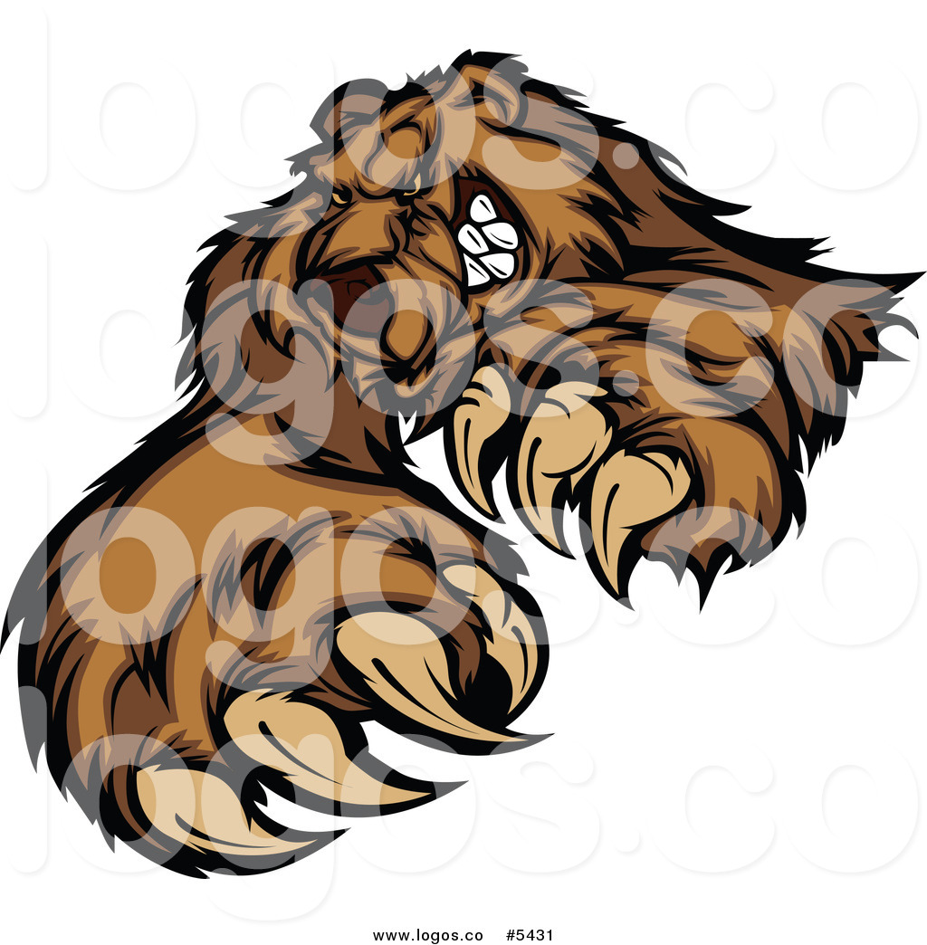 1024x1044 Royalty Free Vector Of A Logo Of A Clawing Angry Bear