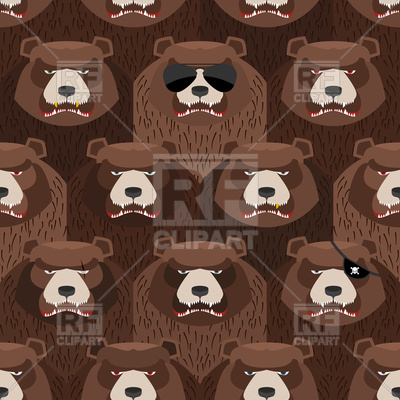 400x400 Seamless Pattern With Brown Angry Bear Vector Image Of Backgrounds