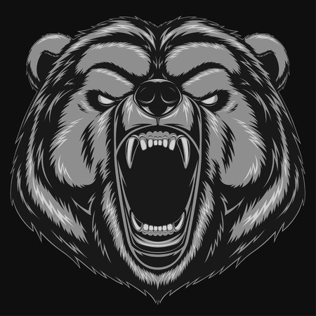 450x450 Vector Illustration, Angry Bear Head Mascot Royalty Free Vector