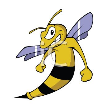350x350 Clip Art Image Of An Angry Bee With Blue Wings Grinding His Teeth