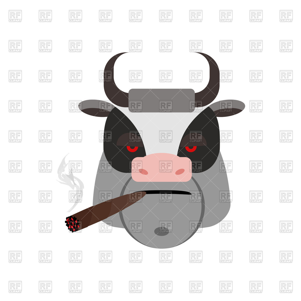 1200x1200 Angry Bull With Cigar Vector Image Of Plants And Animals