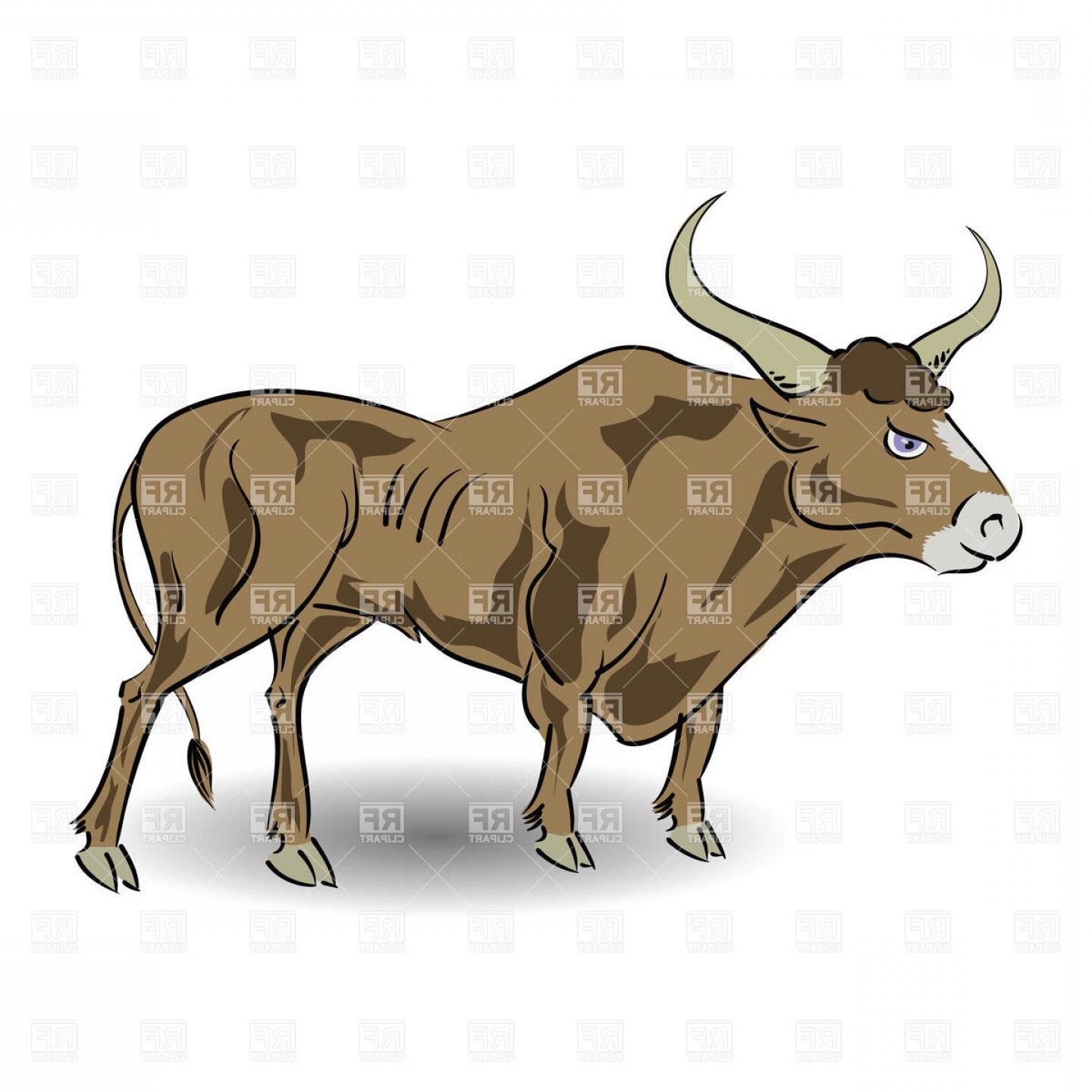 1440x1440 Cartoon Brown Angry Bull Vector Clipart Studiogrfx