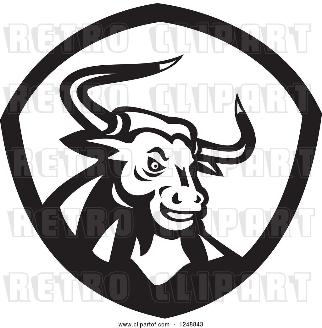 1024x1044 Vector Clip Art Of Retro Angry Bull In A Shield