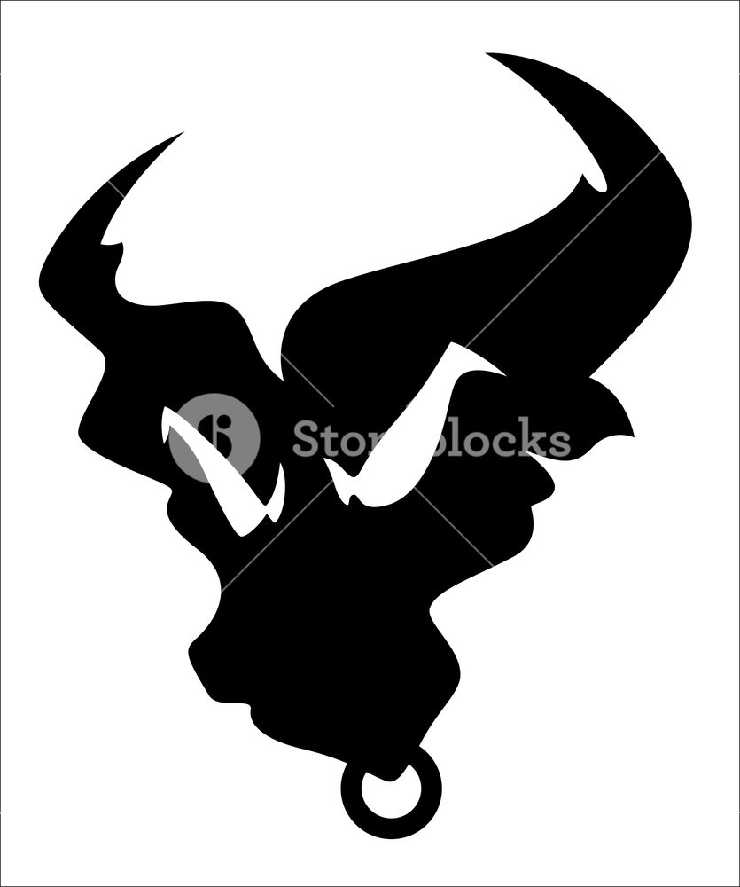 835x1000 Angry Bull Silhouette Mascot Tatto Vector Royalty Free Stock Image