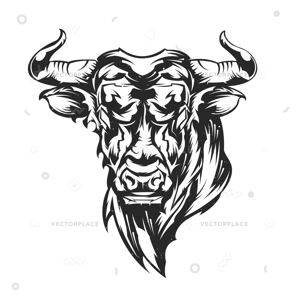 1000x1000 Angry Bull Vector Illustration
