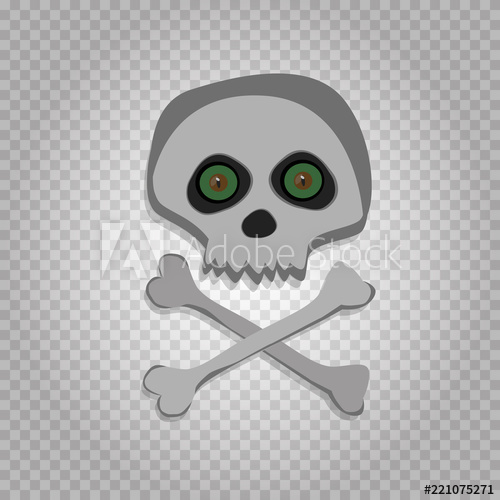 Vector Cartoon Skeleton Scull With Green Angry Eyes Isolated 500x500 Vector Cartoon Skeleton Scull With Green Angry Eyes Isolated