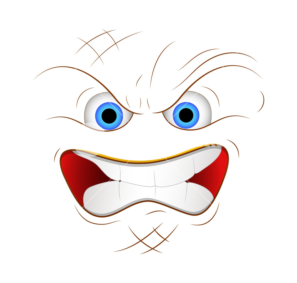 1000x952 Cartoon Angry Face Expression Vector Illustration Royalty Free
