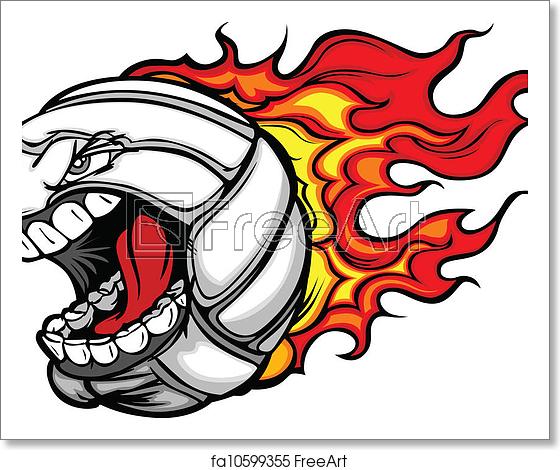560x470 Free Art Print Of Flaming Volleyball Ball Screaming Face Vector