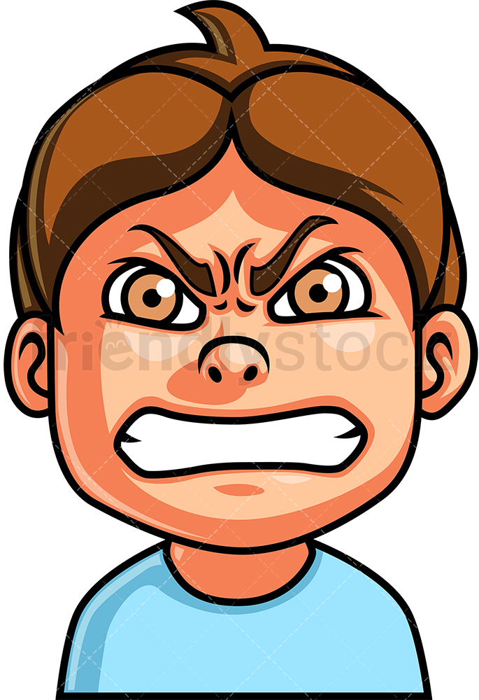 685x1000 Little Boy Angry Face Cartoon Vector Clipart. 
