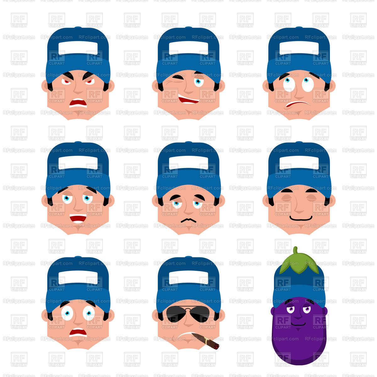 1200x1200 Plumber Set Emotion Avatar Sad And Angry Face Vector Image