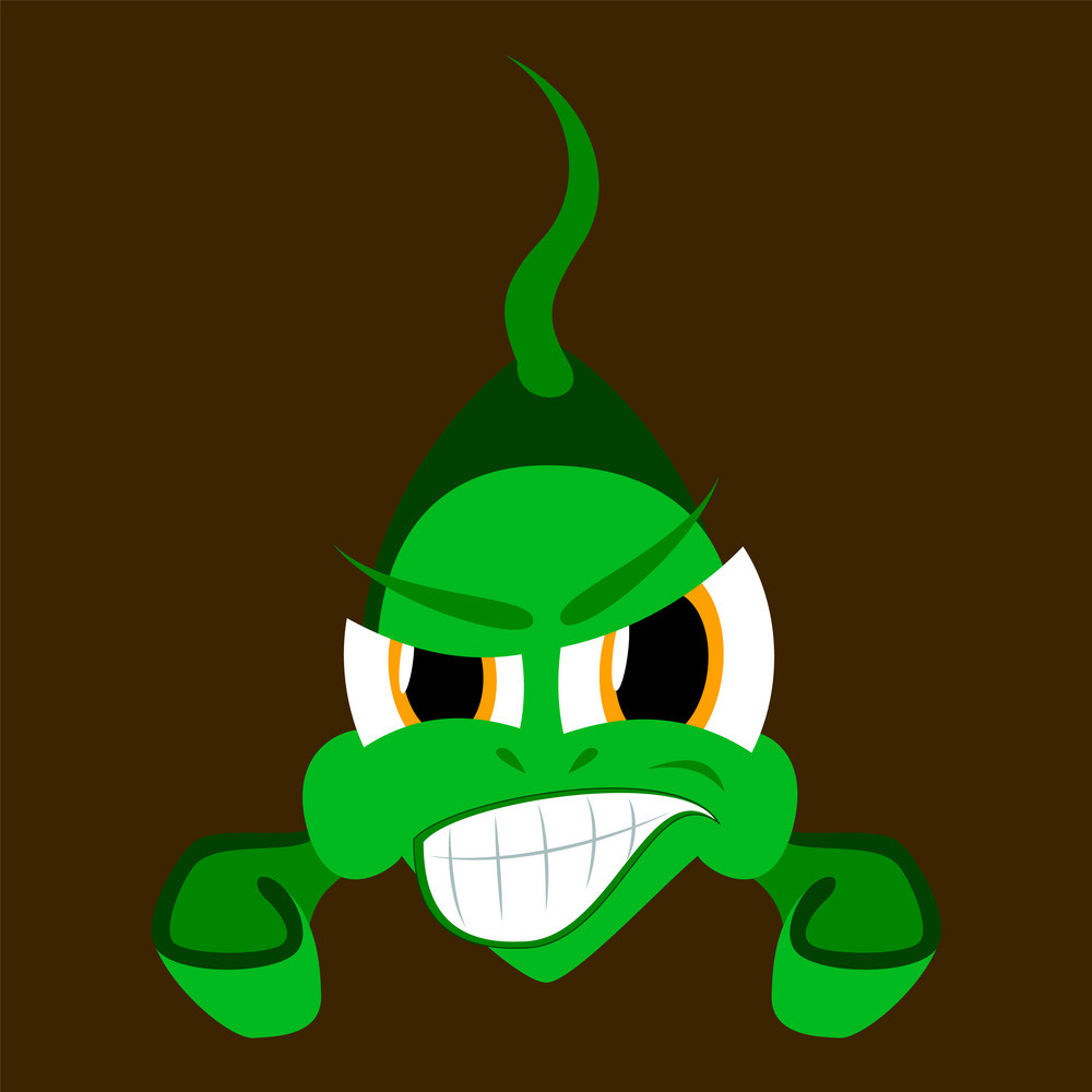 1000x1000 Flat Icon On Theme Angry Fish Animal Vector Free