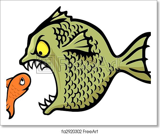 560x470 Free Art Print Of Bully Fish Vector Angry Fish Bullying A Little