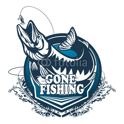 400x400 Pike Fishing Emblem Pike Fish Logo Vector Outdoor Fishing