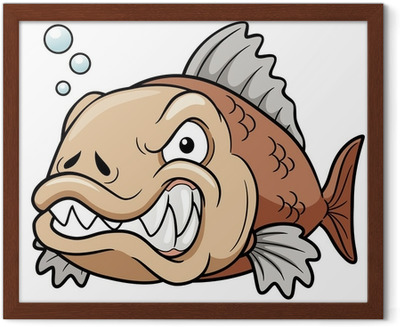400x327 Vector Illustration Of Angry Fish Cartoon Sticker We