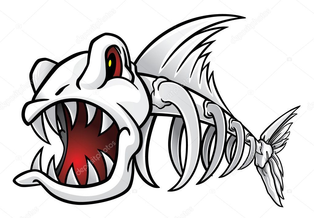 1023x711 Angry Fish Skeleton Vector Illustration Fish In Fish