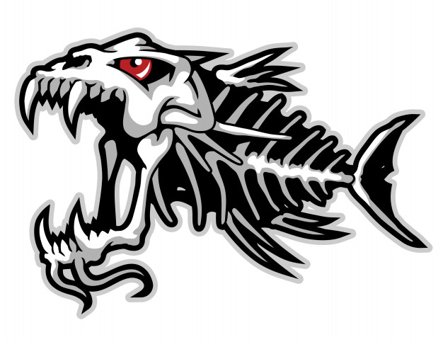626x483 Angry Fish Bone Cartoon Vector Vector Premium Download