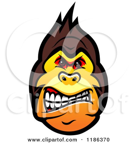450x470 Clipart Of A Mad Gorilla Face