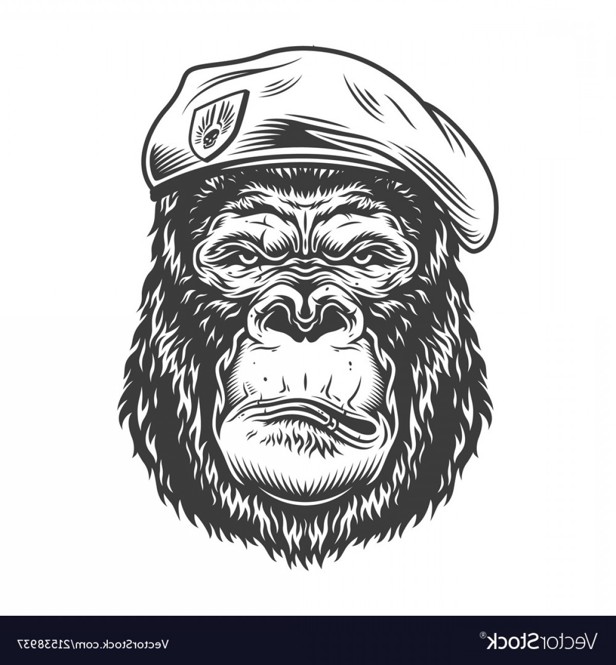 1200x1296 Serious Gorilla In Monochrome Style Vector Soidergi