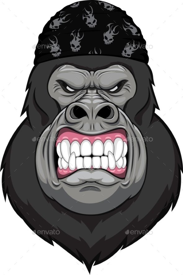 590x888 Angry Gorilla Head, Vector Illustration Business Flyer Template