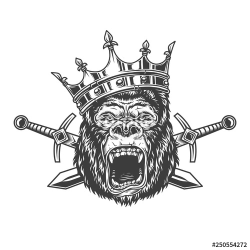 500x500 Angry Gorilla Head In Royal Crown Stock Image And Royalty Free