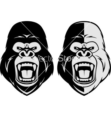 380x400 Angry Gorilla Head Vector Gangstar In Animal Tattoos