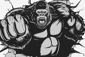300x200 Mean Gorilla Clipart