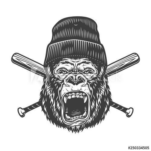 500x500 Vintage Angry Gorilla Head In Beanie Hat