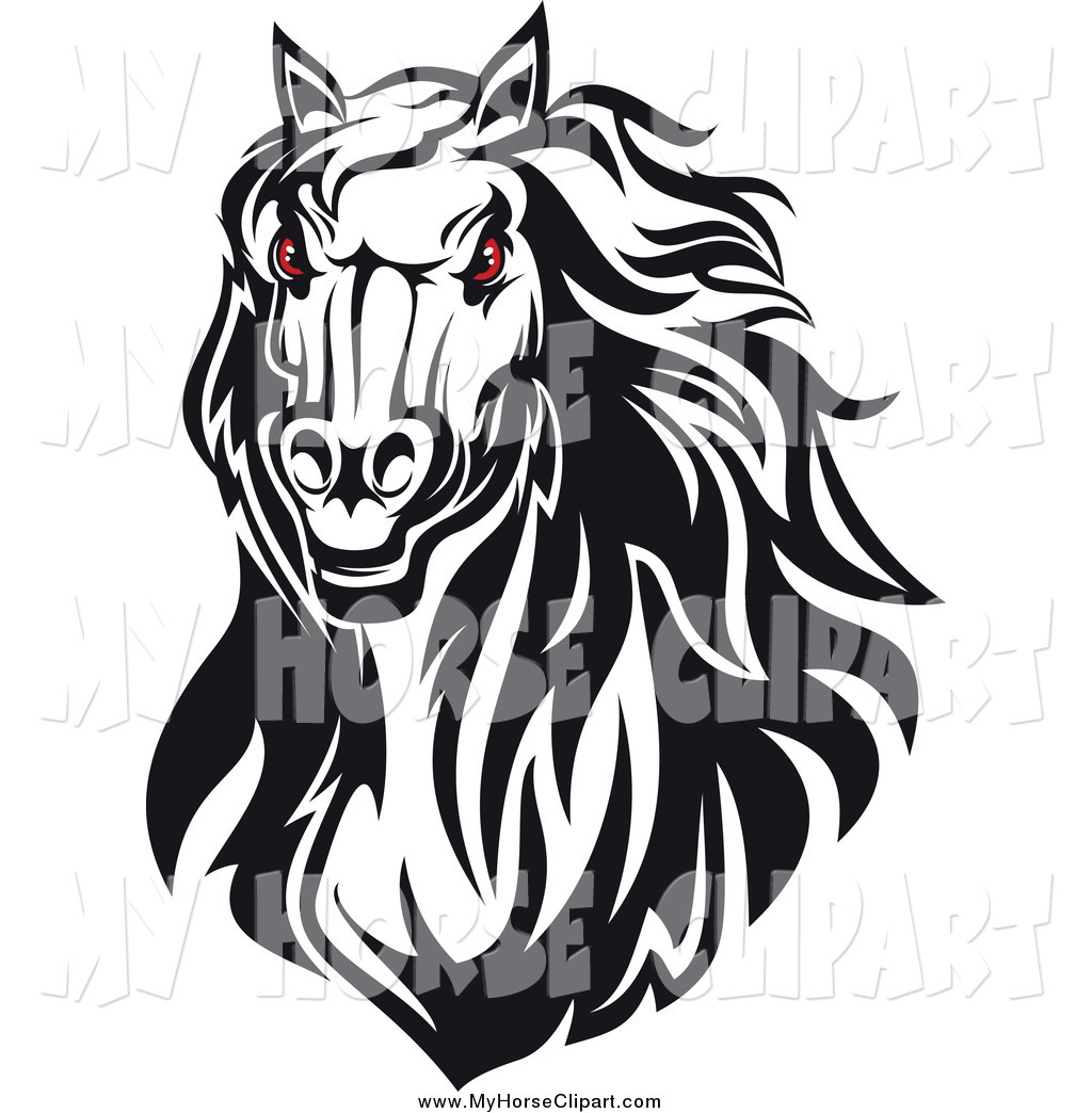 Clip Art Of A Red Eyed Angry Black And White Horse Head 1024x1044 Clip Art Of A Red Eyed Angry Black And White Horse Head