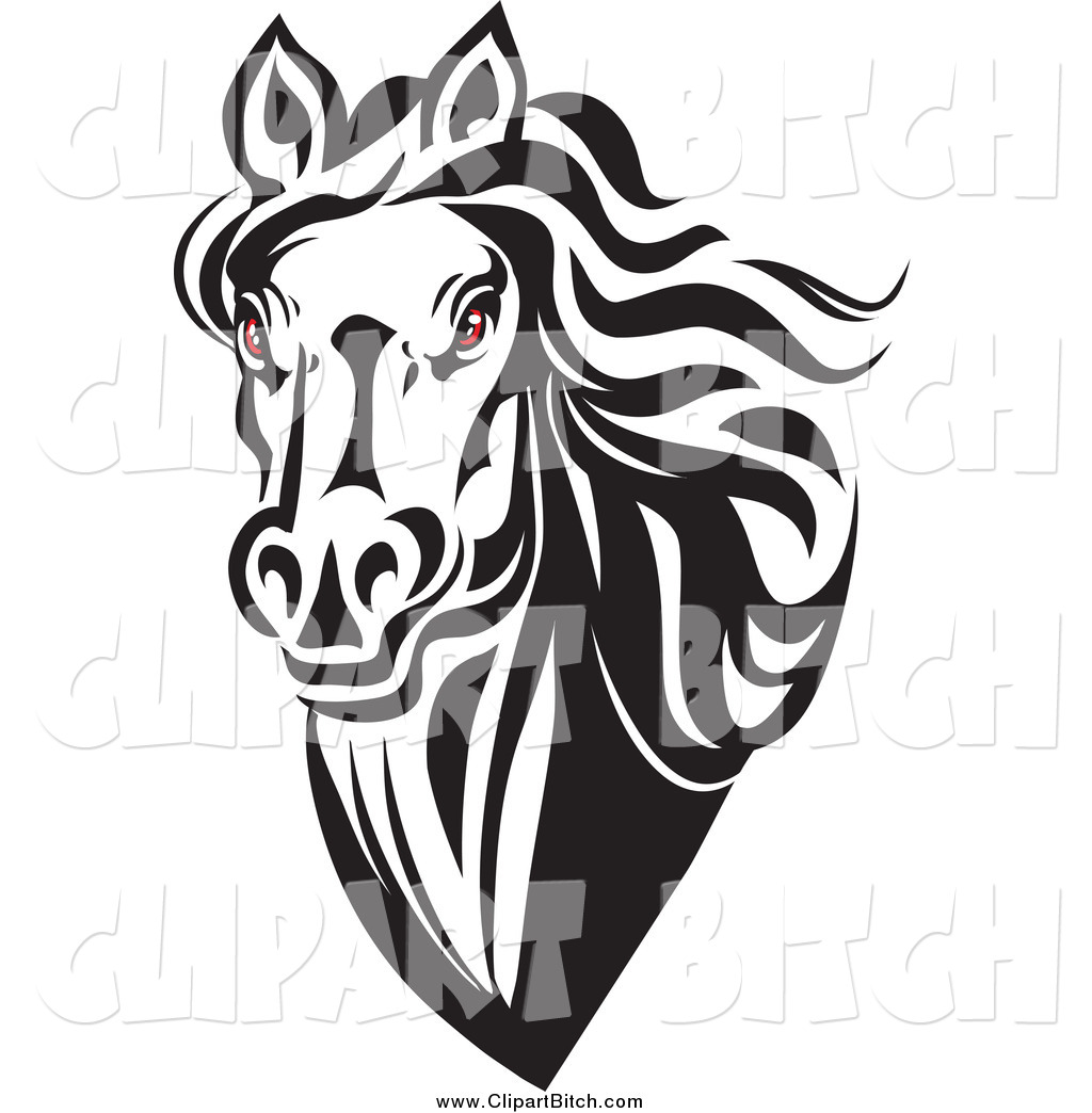 Clip Vector Art Of A Red Eyed Black And White Horse Head 1024x1044 Clip Vector Art Of A Red Eyed Black And White Horse Head