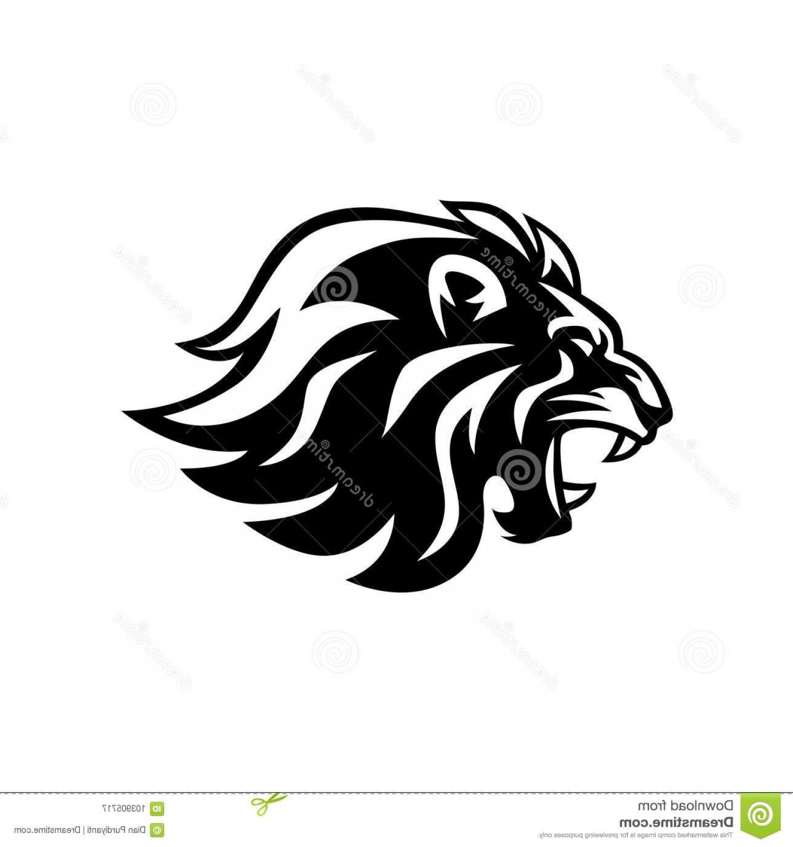 1560x1668 Angry Roaring Lion Head Black White Vector Logo Design